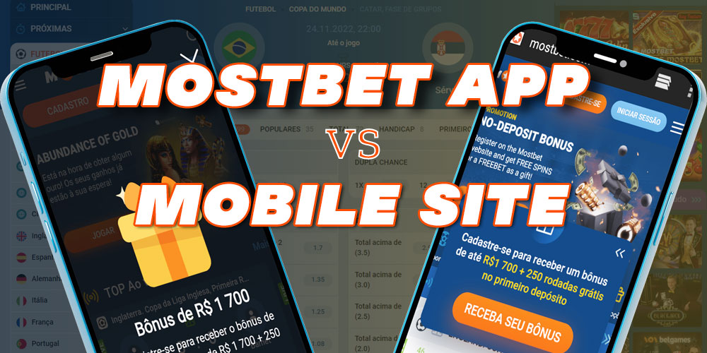 Diferenças entre o aplicativo e o site móvel da casa de apostas Mostbet.